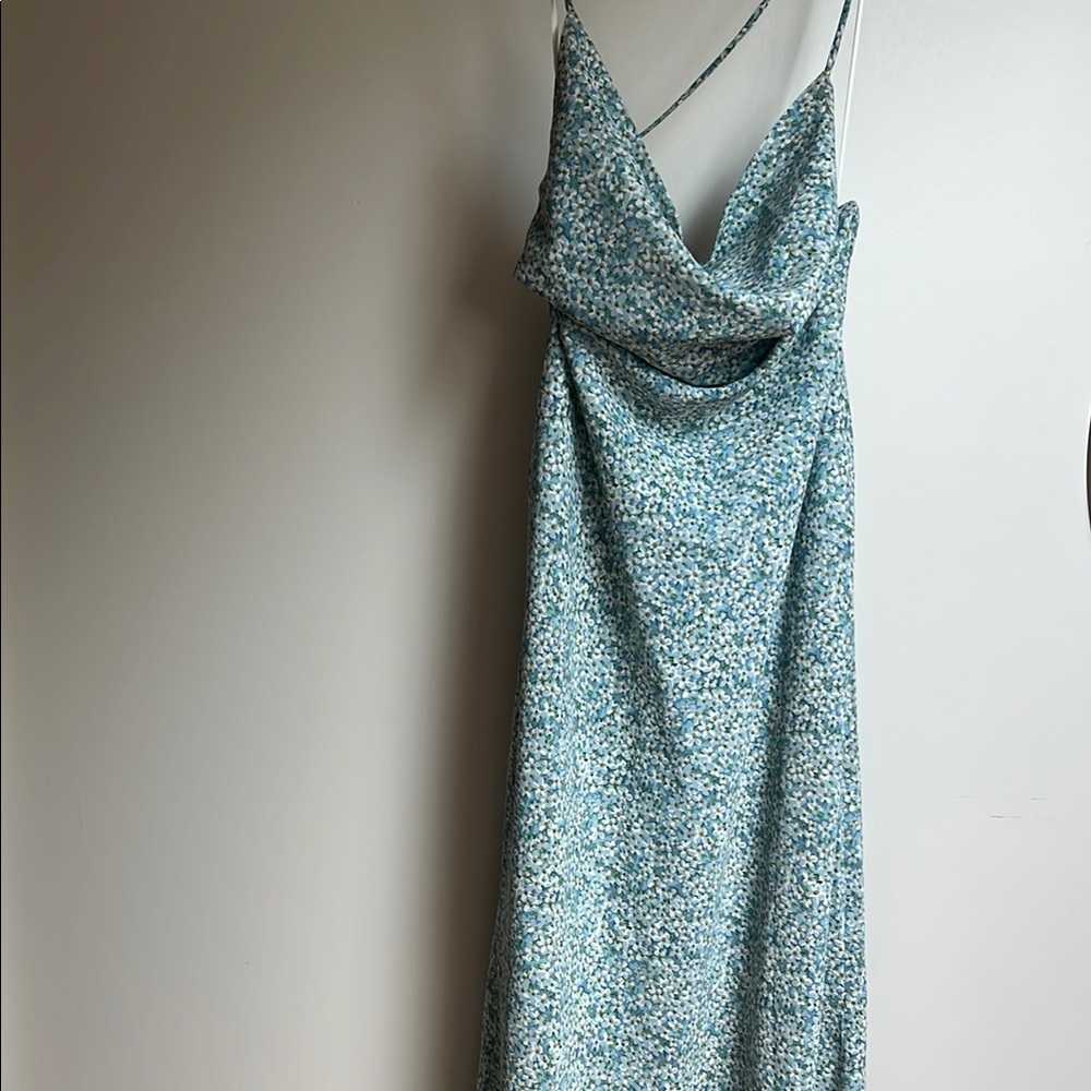 Elegant Blue Floral Women's Dress